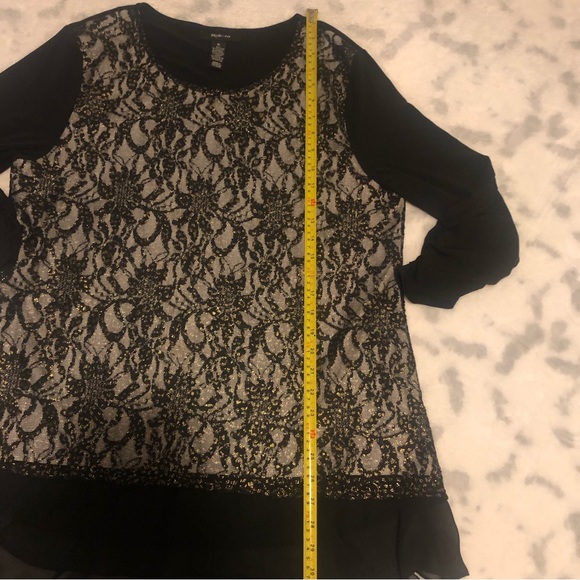 STYLE & CO. LACE FRONT BLACK TUNIC WITH GOLD ACCENTS. SIZE(XL) - Picture 13 of 13